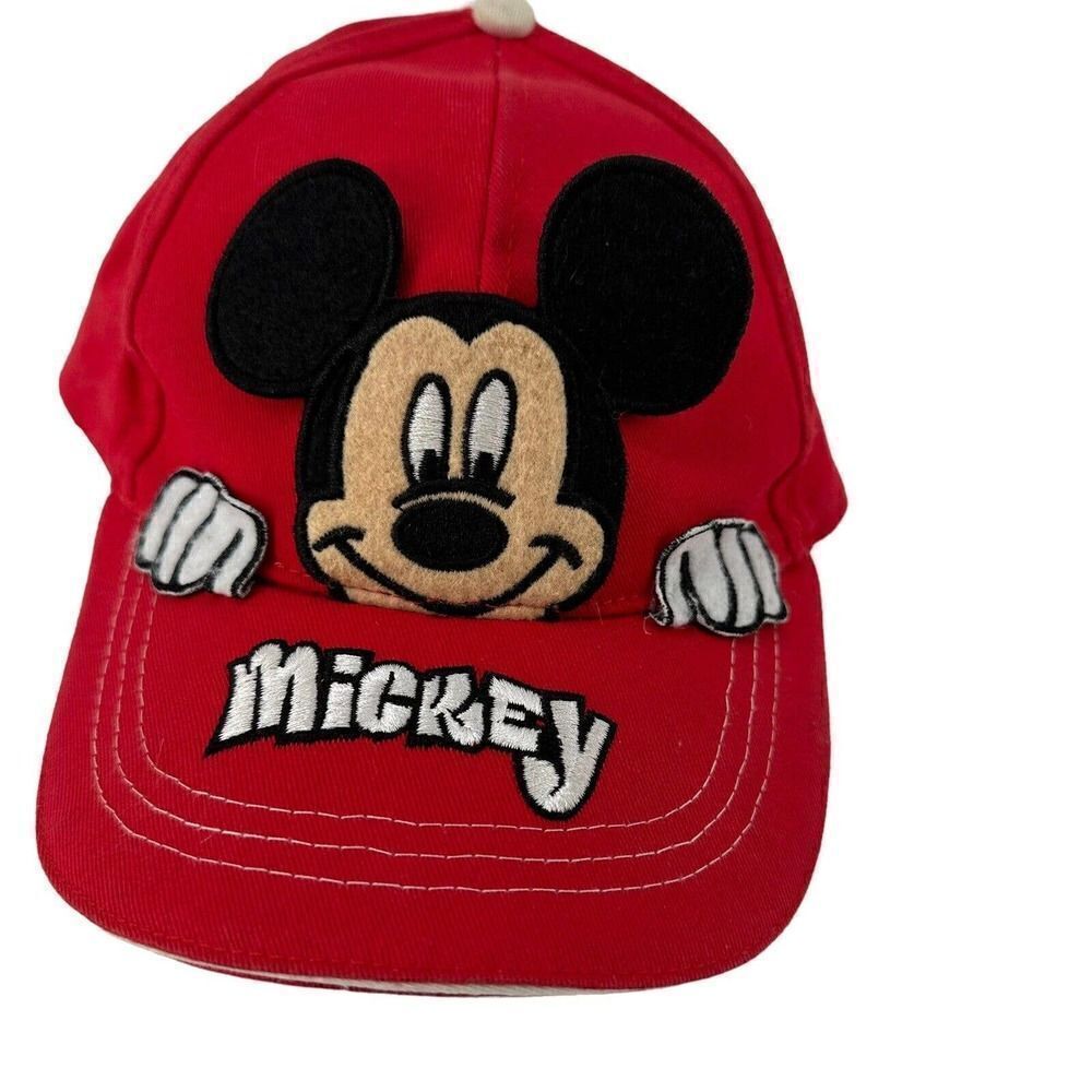 Mickey Mouse Baseball Cap Boys Red 3D Hat Disney Adjustable Childs Souvenir Cap